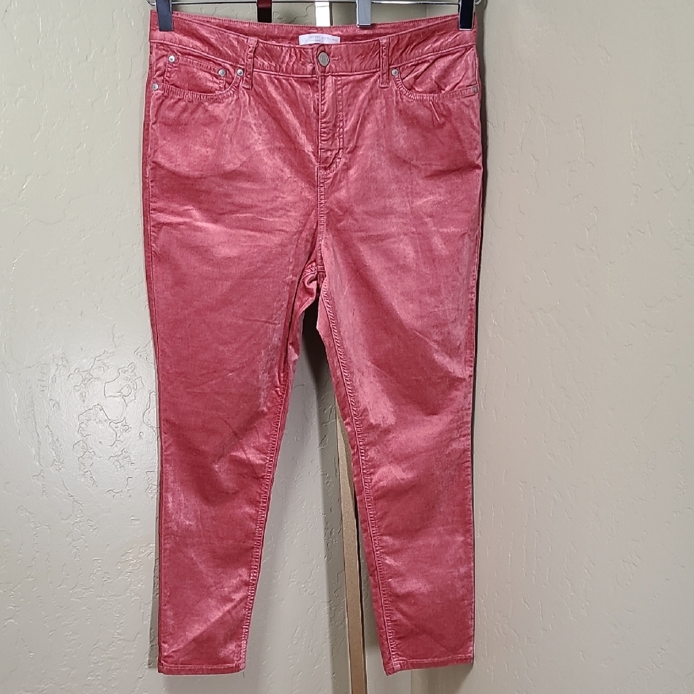 LC Lauren Conrad Coral Pink High Rise Skinny‎ Velour Pants Size 18